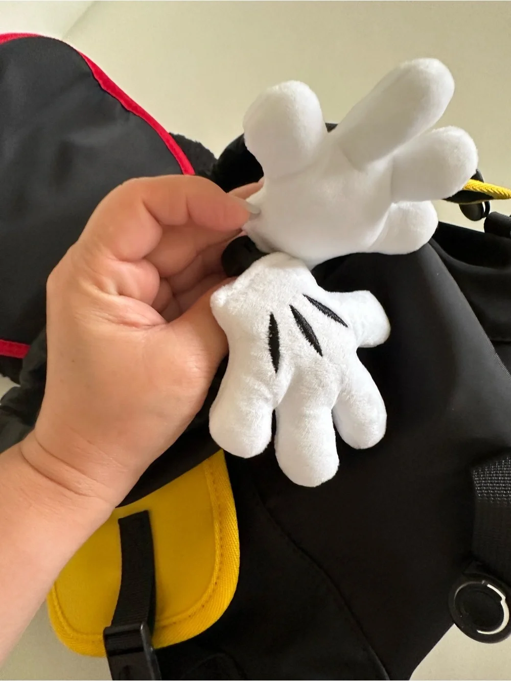 Disney Black and White Kids Backpack Strap with Red Tag Accent